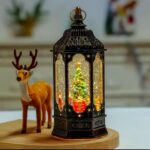 Lanterne de Noël rotative avec musique décoration pour la maison