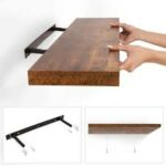 Étagère Murale à fixations invisibles - Tablette flottante NOYER 75cm x 24cm x 4cm