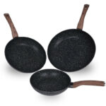 Set de 3 Poêle Baroly Granite Antiadhésif Noir 20-24-28