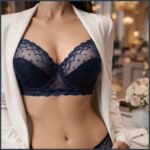 Soutien gorge Rose perlée Bleu nuit